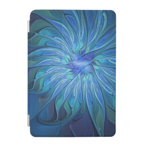 Blue Flower Fantasy Pattern Abstract Fractal Art iPad Mini Cover