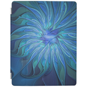 Blue Flower Fantasy Pattern, Abstract Fractal Art iPad Smart Cover