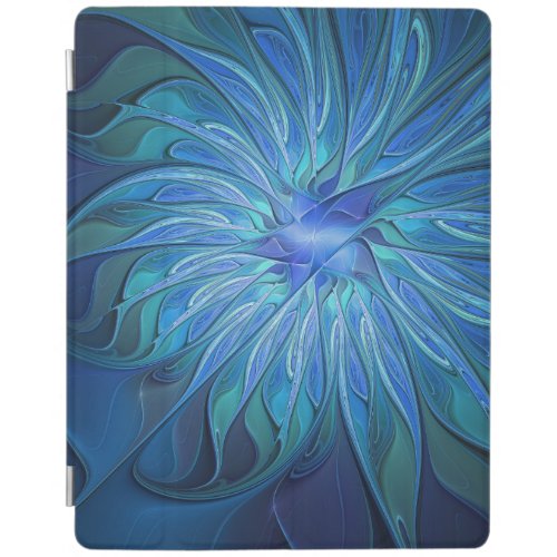 Blue Flower Fantasy Pattern Abstract Fractal Art iPad Smart Cover
