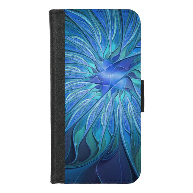Phone Cover Rfa Blue Flower Fantasy Pattern, Abstract Fractal Art iPhone Wallet Case ...