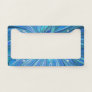 Blue Flower Fantasy Pattern, Abstract Fractal Art License Plate Frame