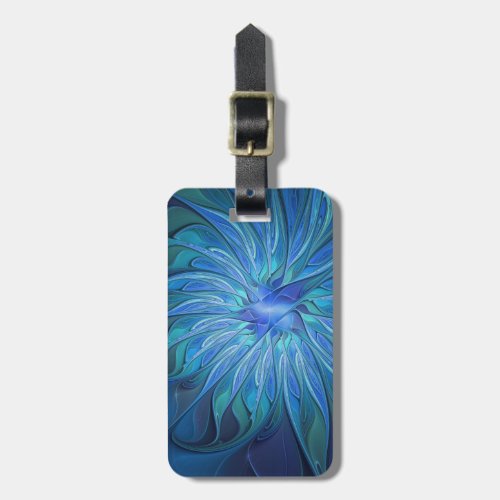 Blue Flower Fantasy Pattern Abstract Fractal Art Luggage Tag