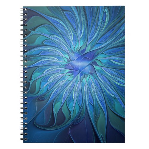 Blue Flower Fantasy Pattern Abstract Fractal Art Notebook