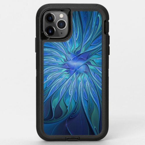 Blue Flower Fantasy Pattern Abstract Fractal Art OtterBox Defender iPhone 11 Pro Max Case