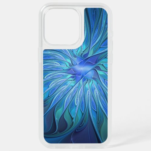 Blue Flower Fantasy Pattern Abstract Fractal Art iPhone 15 Pro Max Case
