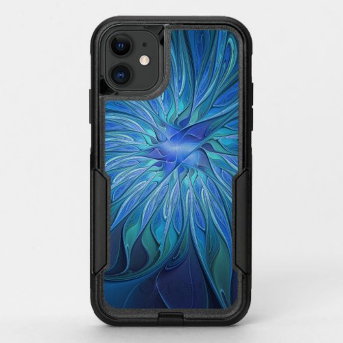 Blue Flower Fantasy Pattern Abstract Fractal Art OtterBox Commuter iPhone 11 Case