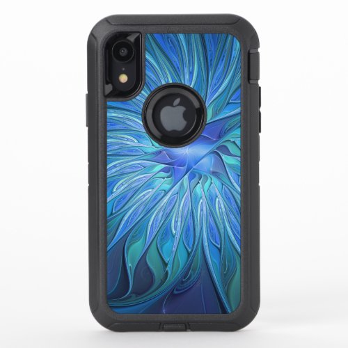 Blue Flower Fantasy Pattern Abstract Fractal Art OtterBox Defender iPhone XR Case