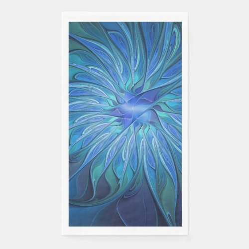 Blue Flower Fantasy Pattern Abstract Fractal Art Paper Guest Towels