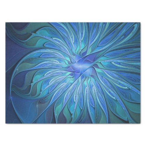 Blue Flower Fantasy Pattern Abstract Fractal Art Tissue Paper