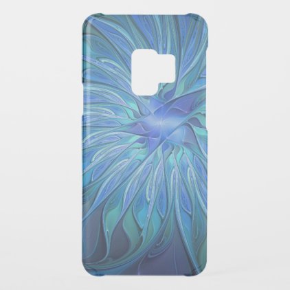 Blue Flower Fantasy Pattern, Abstract Fractal Art Uncommon Samsung Galaxy S9 Case