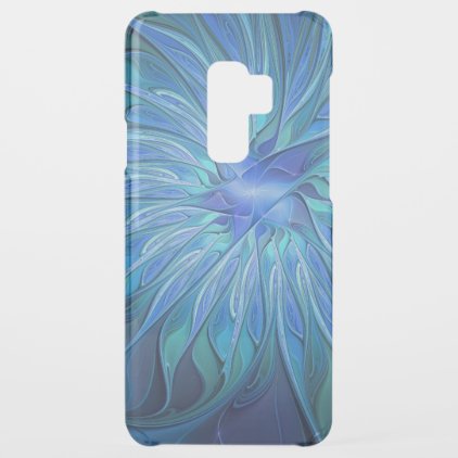 Blue Flower Fantasy Pattern, Abstract Fractal Art Uncommon Samsung Galaxy S9 Plus Case