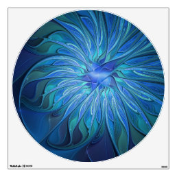 Blue Flower Fantasy Pattern, Abstract Fractal Art Wall Decal