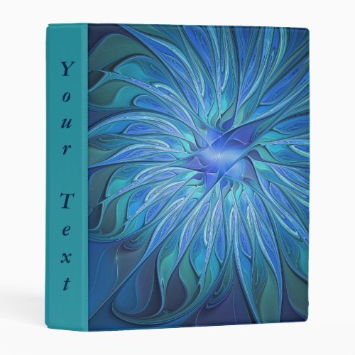 Blue Flower Fantasy Pattern Abstract Fractal Text Mini Binder