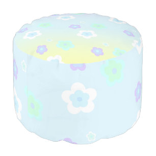 Blue Flower floral Gradient colorful Pattern Pouf