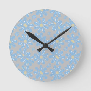 Blue Flower Floral Pattern - Wall Clock
