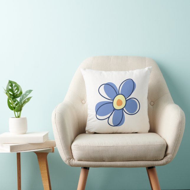Blue Flower, Flower Blossom, Flower In Bloom Throw Pillow (Chair)