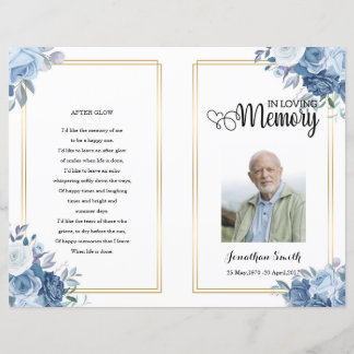 Blue Flower Funeral Program template