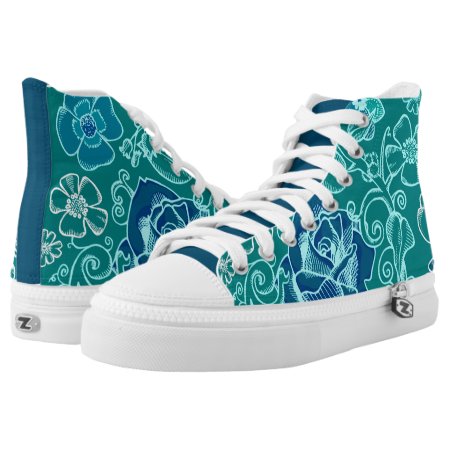 Blue Flower Garden High-top Sneakers