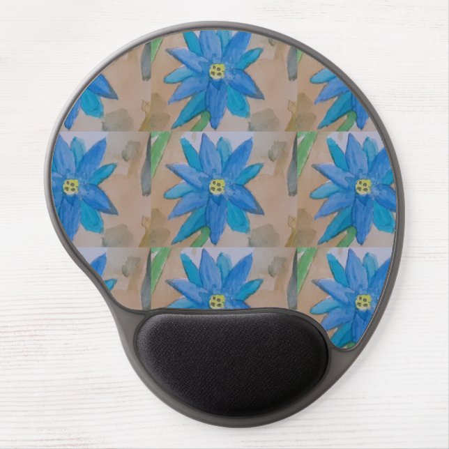 Blue Flower Gel Mouse Pad (Front)