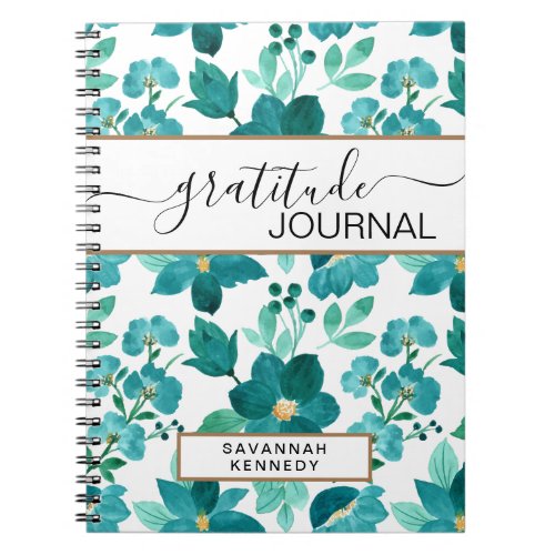 Blue flower gratitude journal notebook