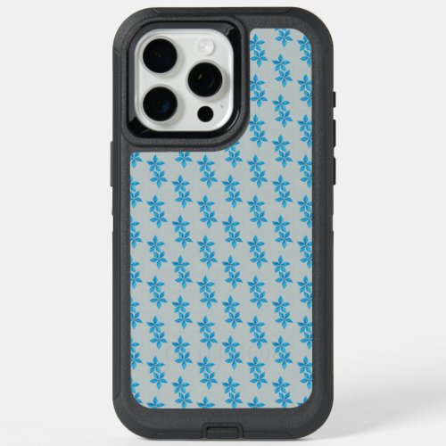 Blue flower gray background iPhone 15 pro max case