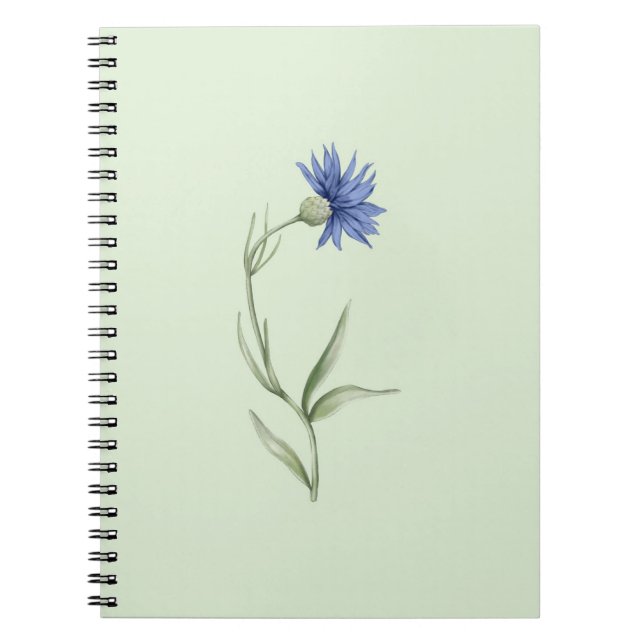 Blue Flower Green Aesthetic Notebook (Front)