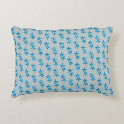 Blue flower grey background accent pillow