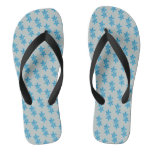Blue flower grey background flip flops