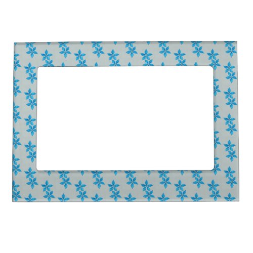 Blue flower grey background magnetic frame
