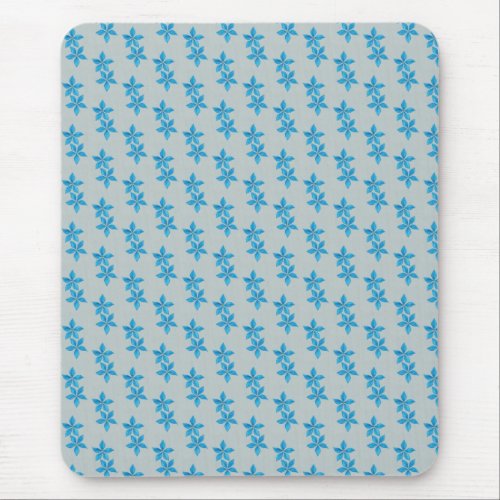 Blue flower grey background mouse pad