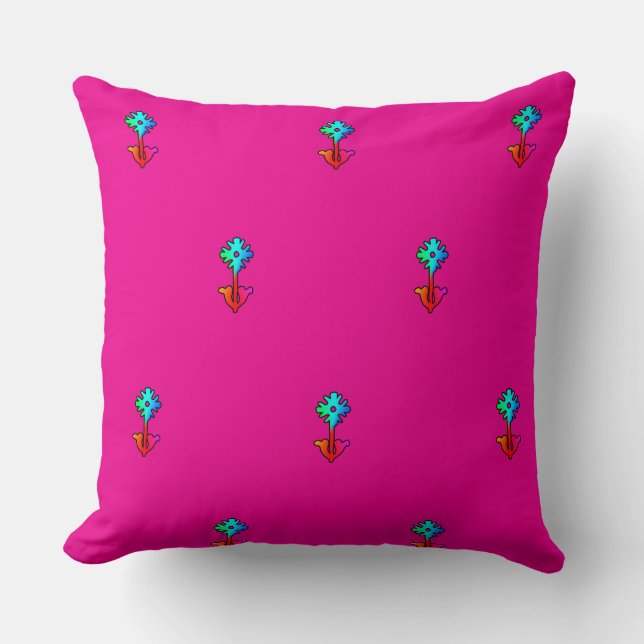 Blue Flower Hot Pink Accent Sofa                   Throw Pillow (Front)