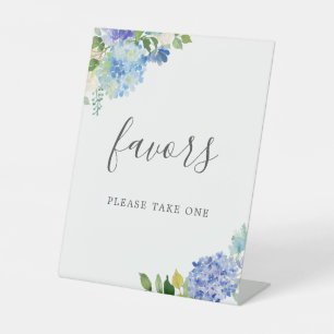 Blue Flower Hydrangea Bridal Shower Favors Sign