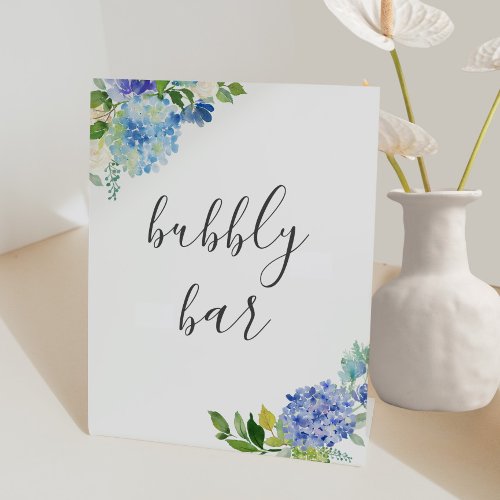 Blue Flower Hydrangea Bubbly Bar Sign