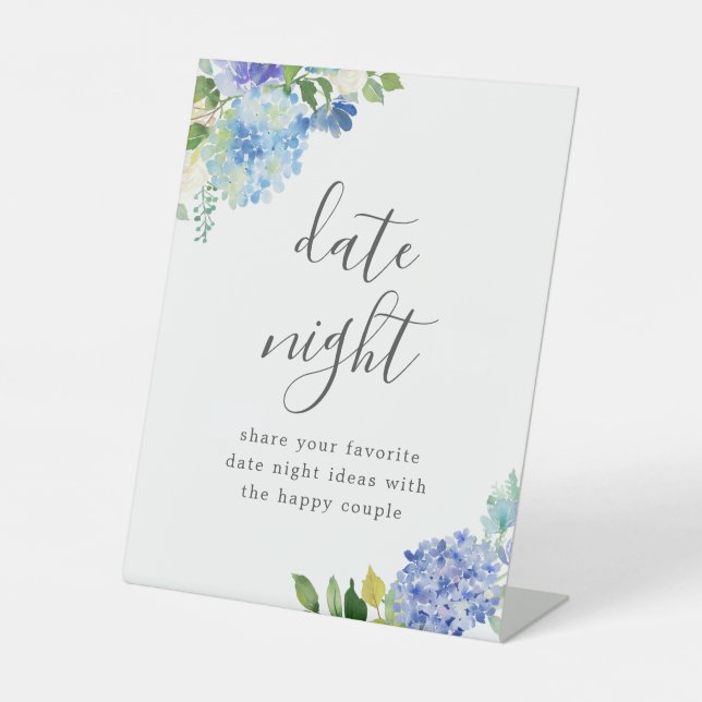 Blue Flower Hydrangea Date Night Sign (Front)