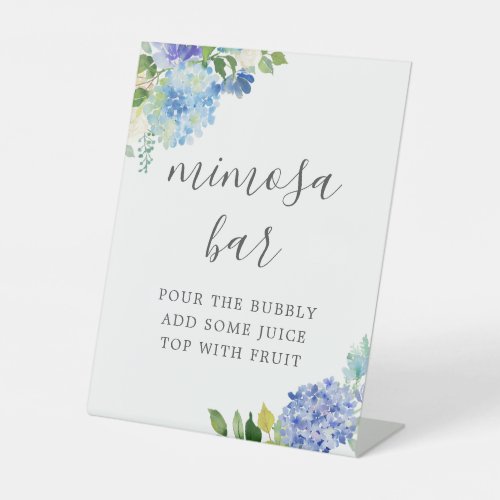 Blue Flower Hydrangea Mimosa Bar Sign