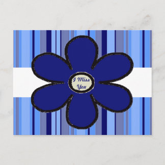 Blue Flower I Miss You Postcard