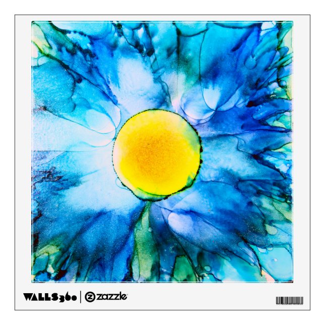 Blue Flower in Alcohol Inks Wall Decal (Front)