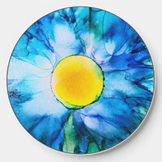 Blue Flower in Alcohol Inks Wireless Charger