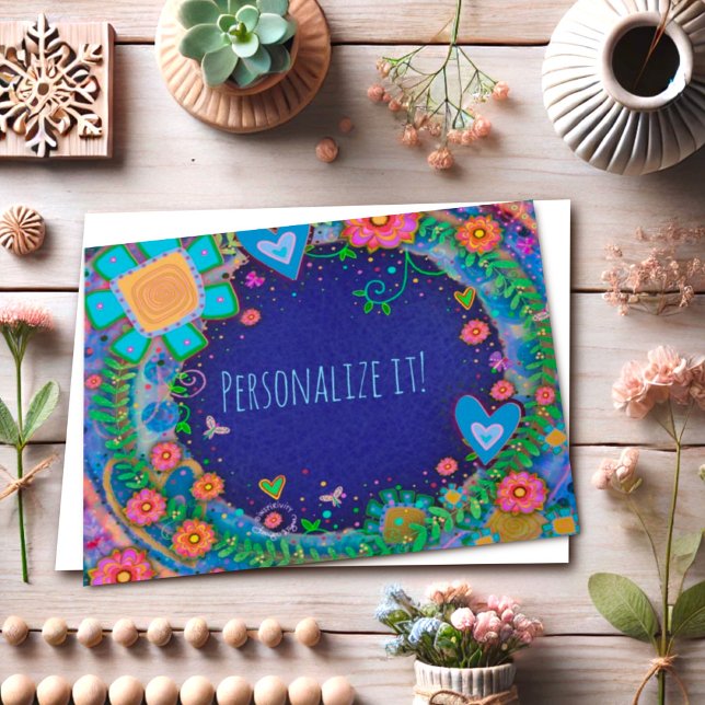 Blue Flower Inspirivity Floral Customizable Fun Card (Creator Uploaded)