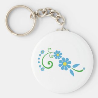 blue flower key keychain