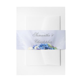 Blue Flower Laced Brides Wedding Dress Invitation Belly Band by personalized_wedding at Zazzle