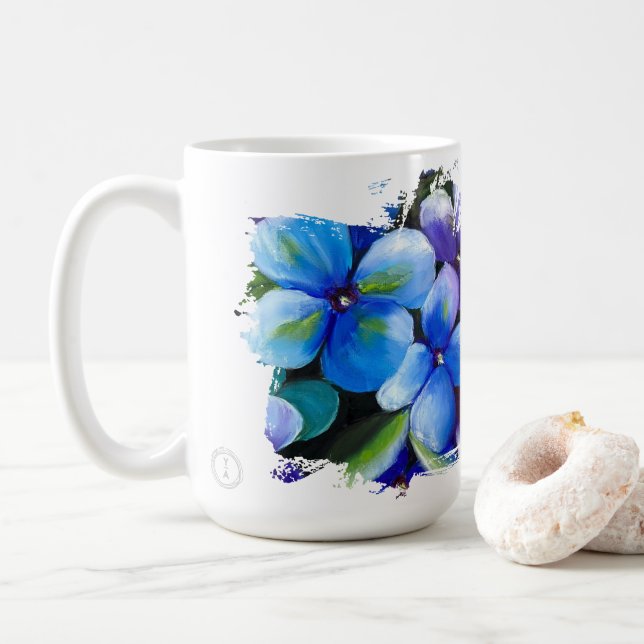 Blue flower Let your dream blossom mug (With Donut)