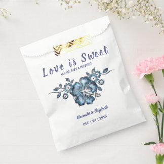 Blue Flower Love is Sweet Wedding Present Favor Bag