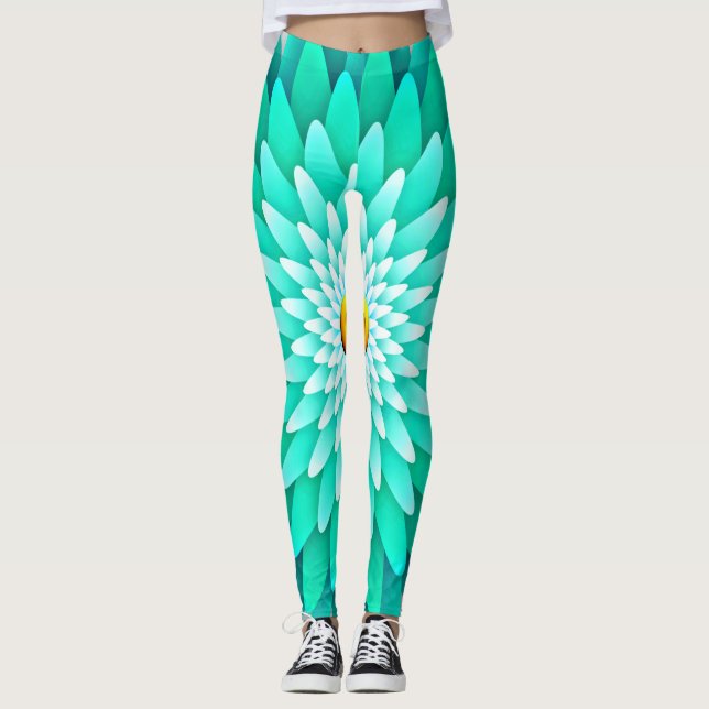 Blue Flower Mandala-68566 Leggings (Front)