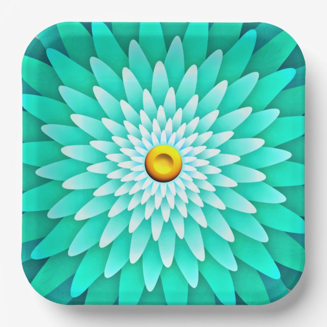 Blue Flower Mandala-68566 Paper Plates (Front)