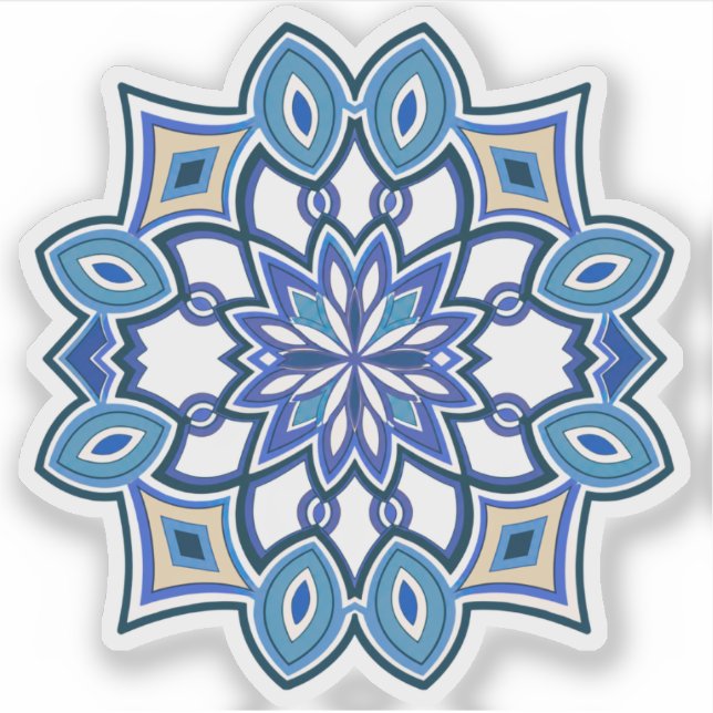Blue Flower Mandala Sticker (Front)