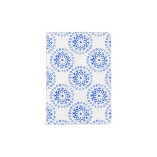 Blue Flower Mandalas Round Motif Design 1 + add Passport Holder