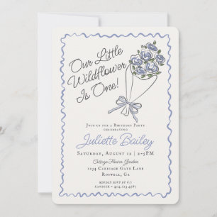 Blue Flower Market Farm FBirthday Invitation