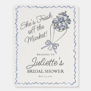 Blue Flower Market Floral Bridal Shower Welcome Foam Board