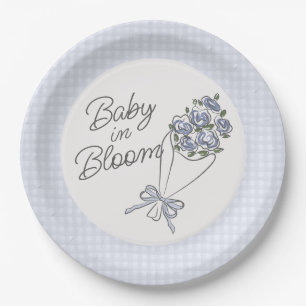 Blue Flower Market Fresh Floral Baby Shower Paper Plates